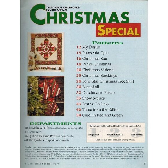 TRADITIONAL QUILTWORKS' FOURTH ANNUAL CHRISTMAS SPECIAL MAGAZINE 1993 - Picture 2 of 2